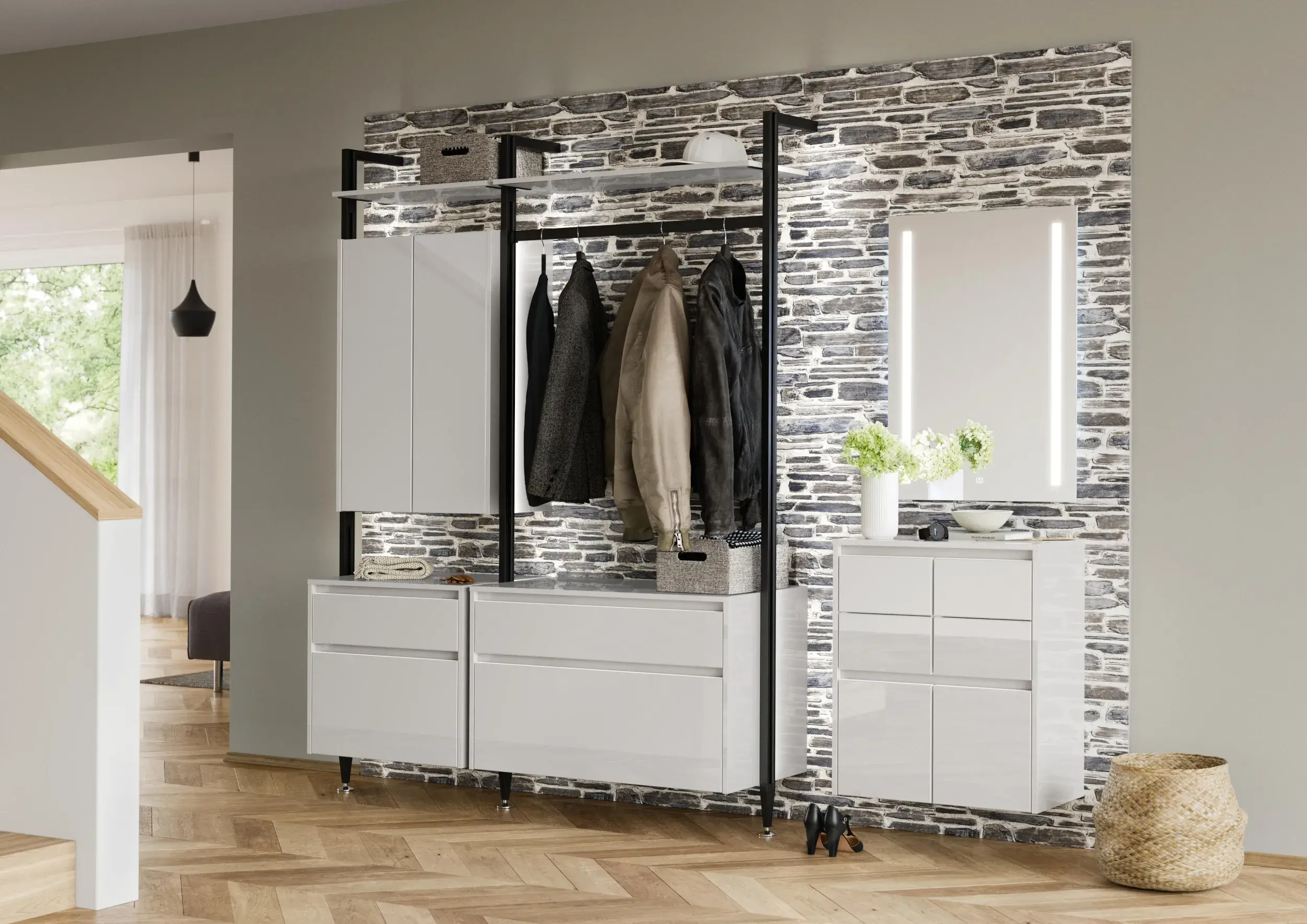 Flur Garderobe Nobilia Sideboard Schränke weiß